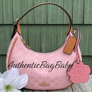 Coach Emily Shoulder Bag In Signature Canvas With Charms Purse Powder Pink